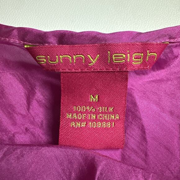 Sunny Leigh 100% Silk Fuchsia Camisole M Barbiecore Coquette Y2K Lingerie Top - Picture 9 of 10